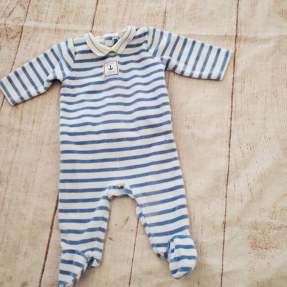 Jacadi striped velour footed sleeper playsuit sz 3m - Picture 1 of 3